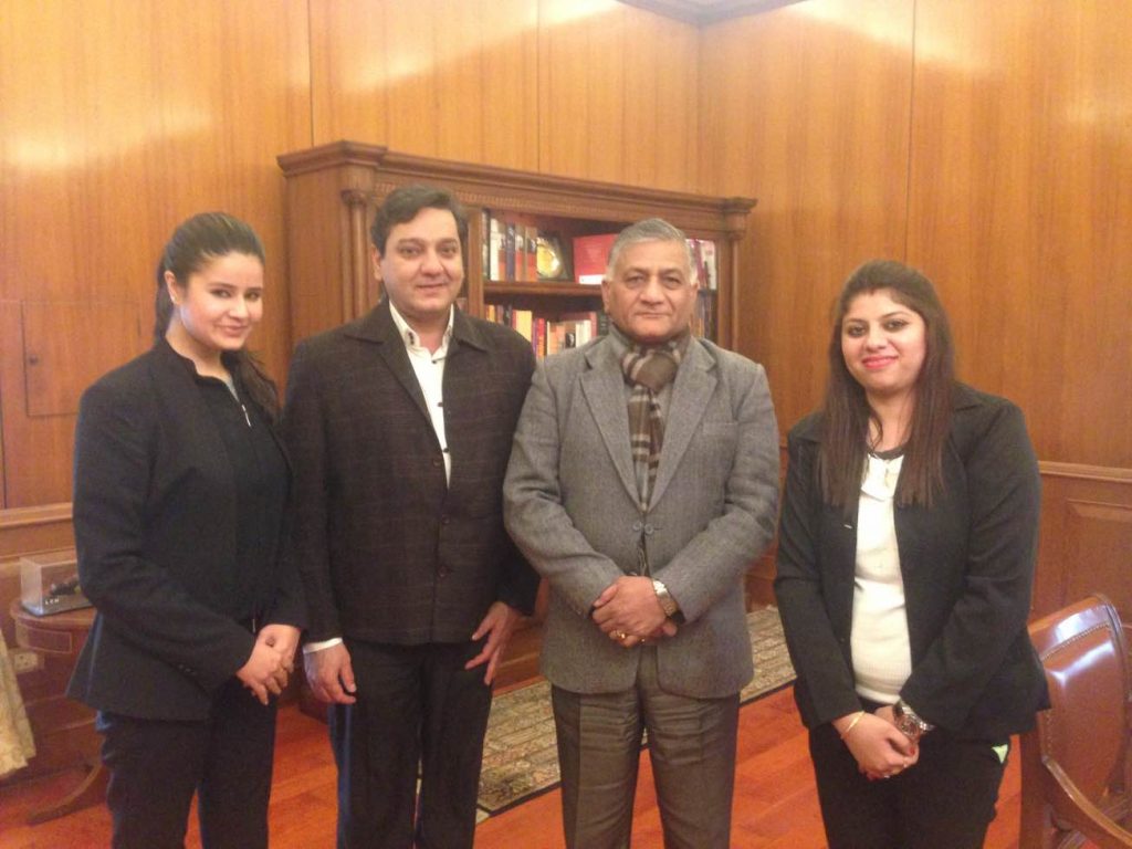 The Times of Africa Team Presenting the Magazine to the MOS Gen VK Singh, External Ministry of State in 2016